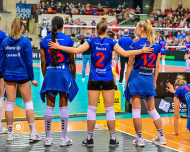 Den Sieg aus dem CEV-Cup im Rücken, die SAP-Arena im Blick. Allianz MTV Stuttgart vor dem Duell mit Wiesbaden. Foto: Bildermacher-Sport Jens Körner